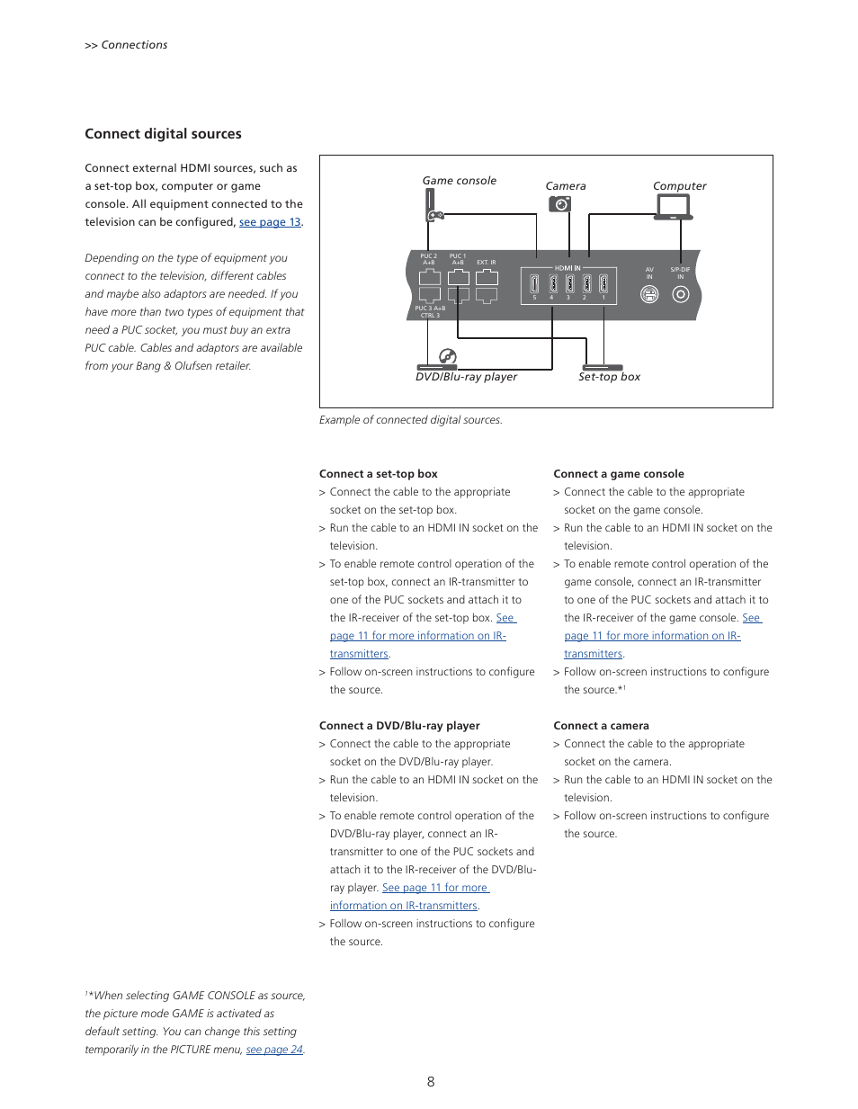 Connect digital sources | Bang & Olufsen BeoVision 11 with Beo4 User Guide User Manual | Page 8 / 62