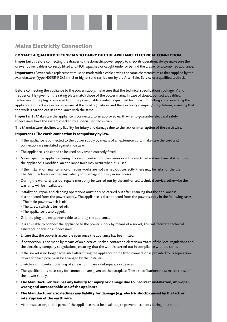 Mains electricity connection | CDA SVW140 User Manual | Page 2 / 12