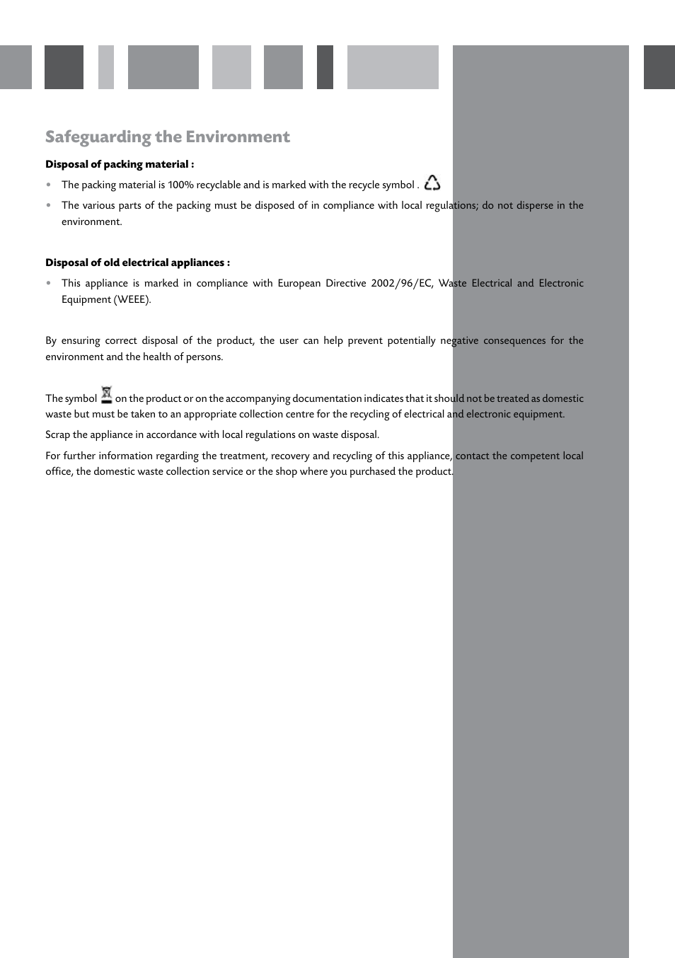 Safeguarding the environment | CDA SVW140 User Manual | Page 9 / 12