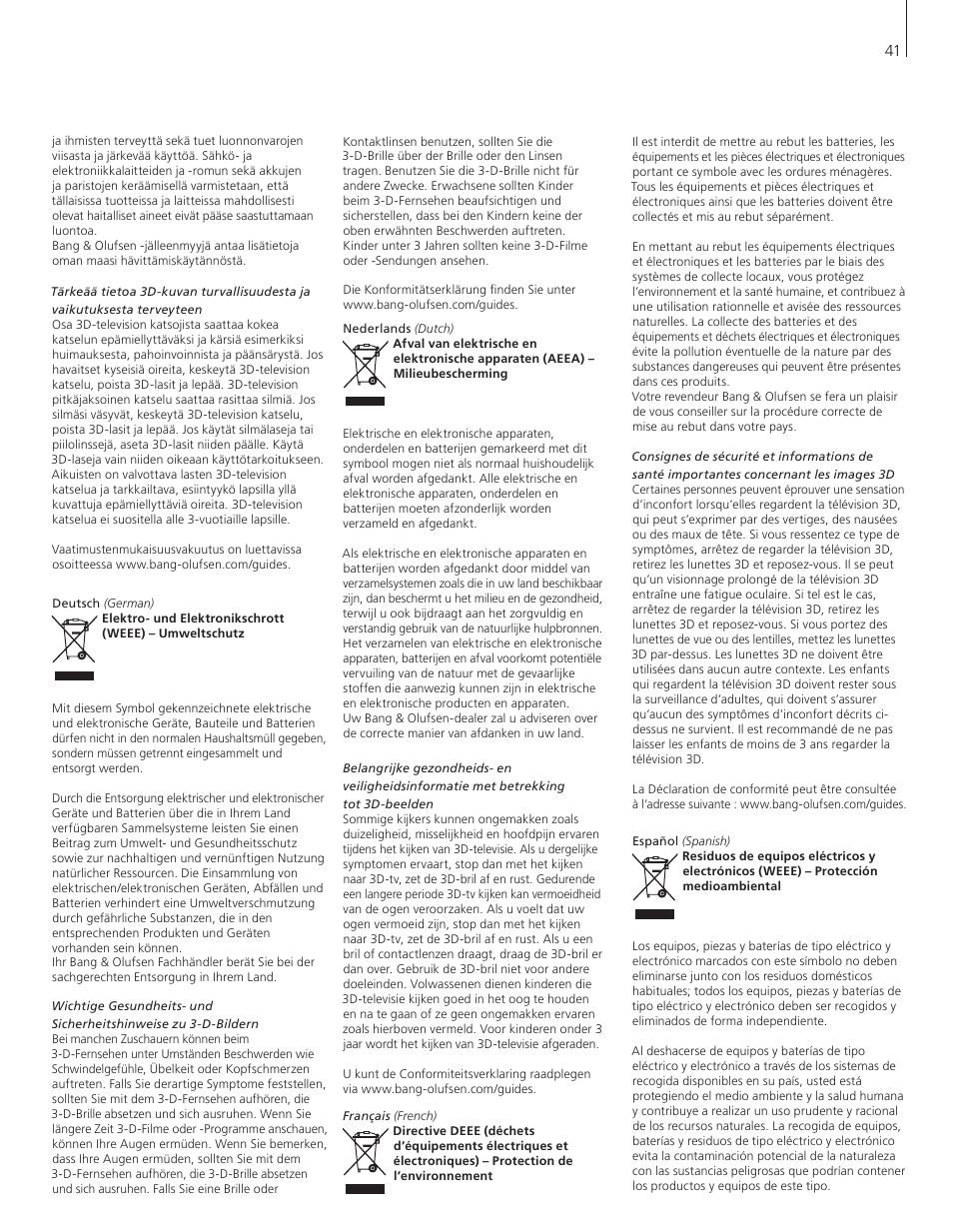 Bang & Olufsen BeoVision 12 (Floor Stand) User Manual | Page 41 / 48