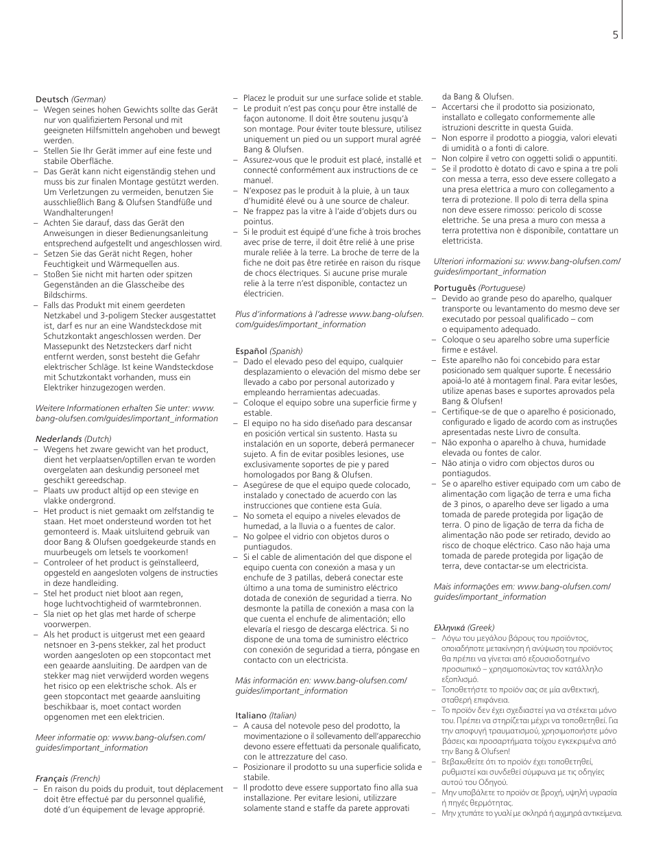 Bang & Olufsen BeoVision 12 (Floor Stand) User Manual | Page 5 / 48