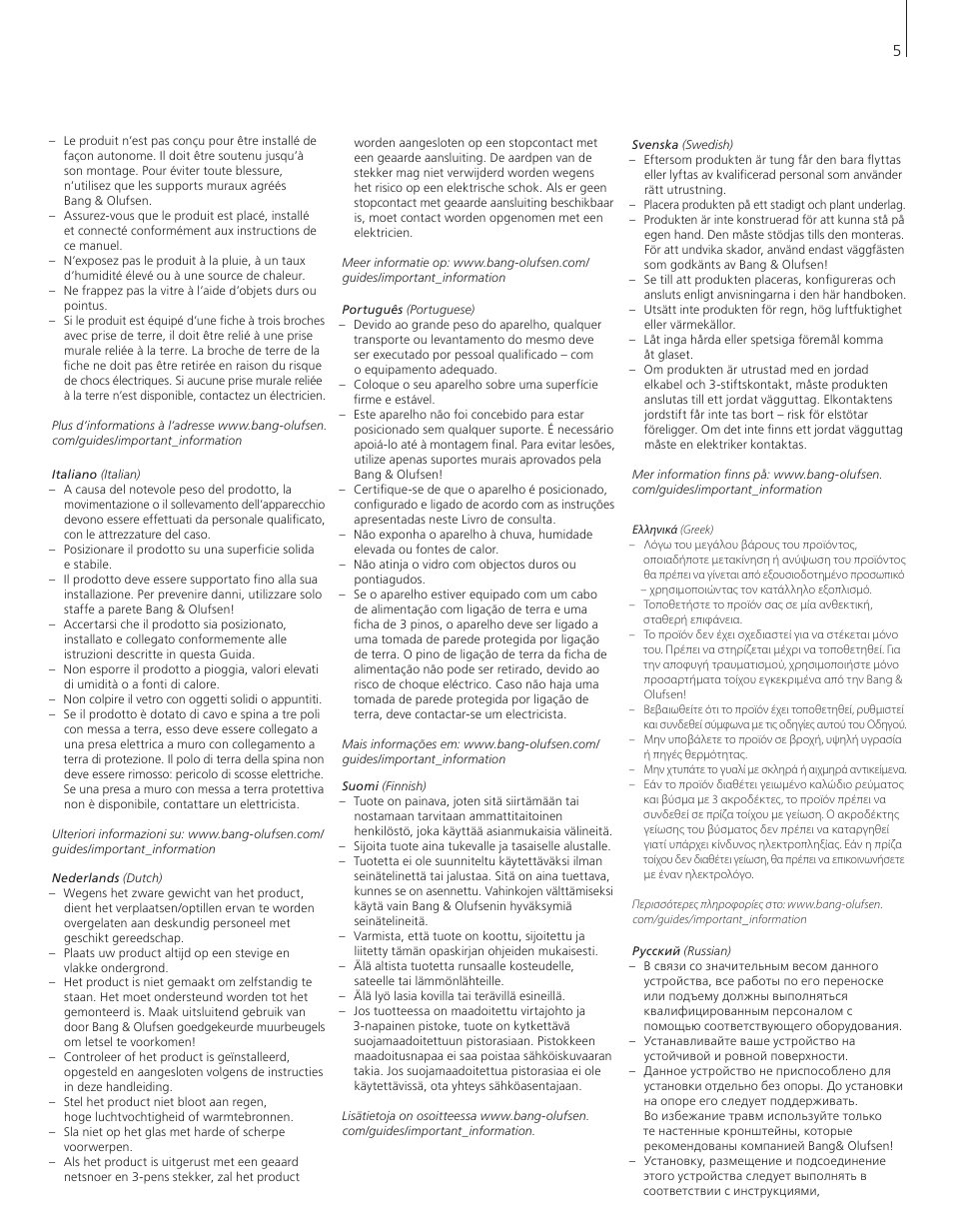Bang & Olufsen BeoVision 12 (Wall Bracket) User Manual | Page 5 / 48
