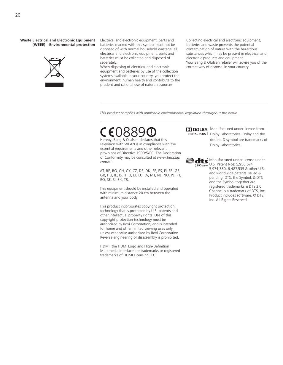 Bang & Olufsen BeoPlay V1 Getting Started User Manual | Page 20 / 24