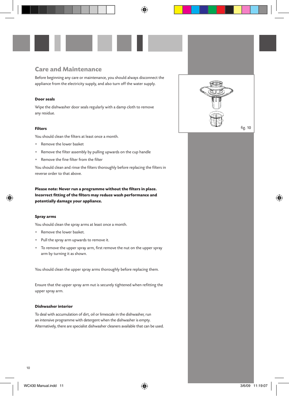 Care and maintenance | CDA WC430 User Manual | Page 11 / 16