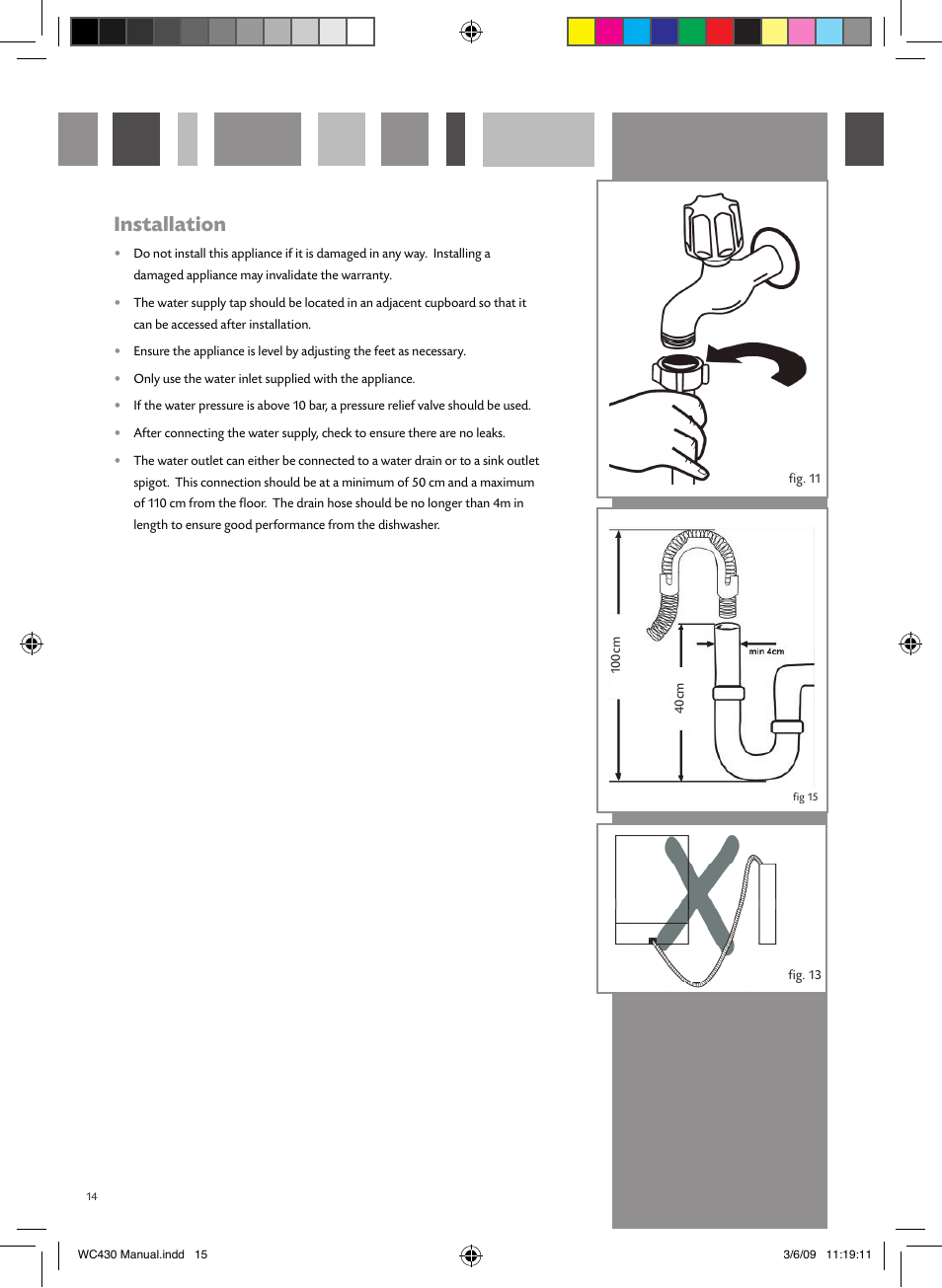 Installation | CDA WC430 User Manual | Page 15 / 16