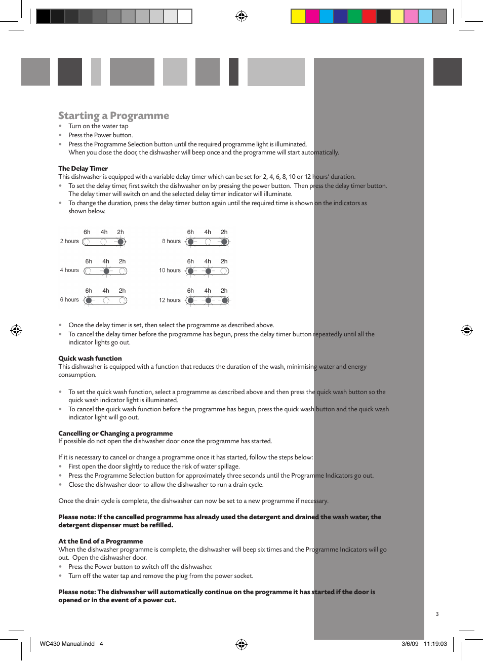 Starting a programme | CDA WC430 User Manual | Page 4 / 16