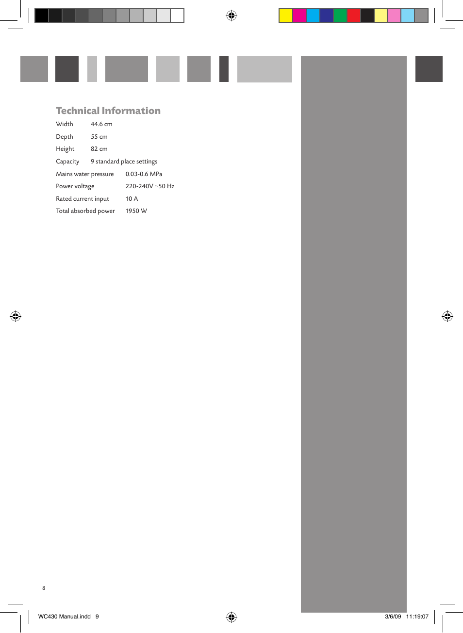 Technical information | CDA WC430 User Manual | Page 9 / 16