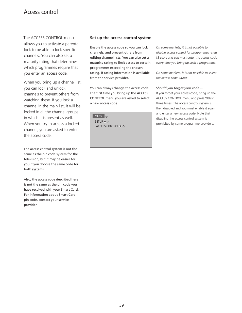 Access control, Access control, 39 | Bang & Olufsen BeoPlay V1 User Guide User Manual | Page 39 / 51