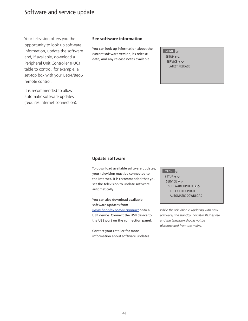Software and service update | Bang & Olufsen BeoPlay V1 User Guide User Manual | Page 41 / 51