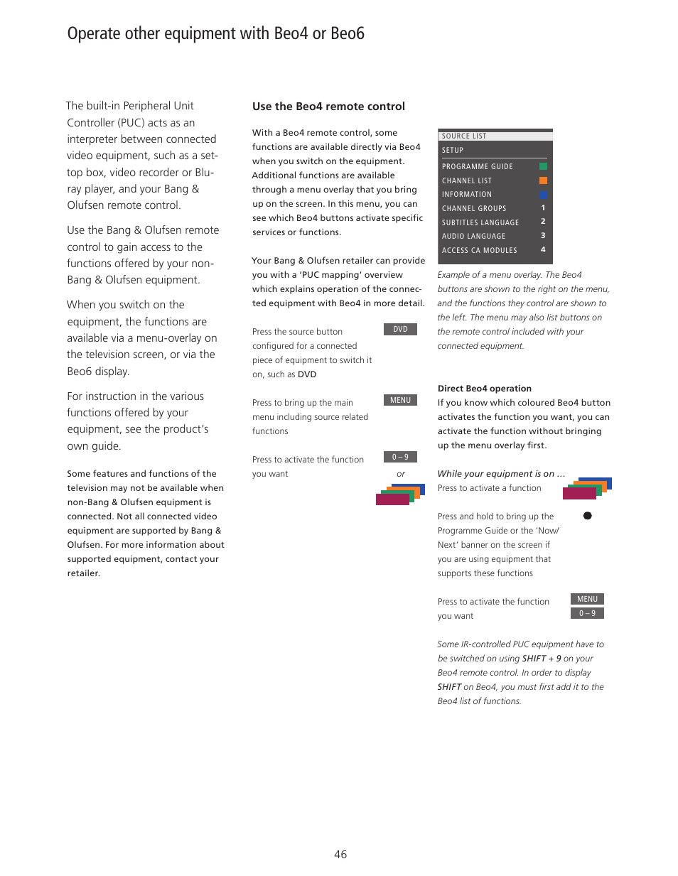 Operate other equipment with beo4 or beo6 | Bang & Olufsen BeoPlay V1 User Guide User Manual | Page 46 / 51