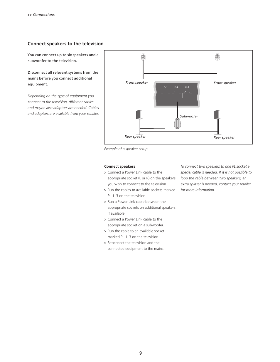 Connect speakers to the television | Bang & Olufsen BeoPlay V1 User Guide User Manual | Page 9 / 51