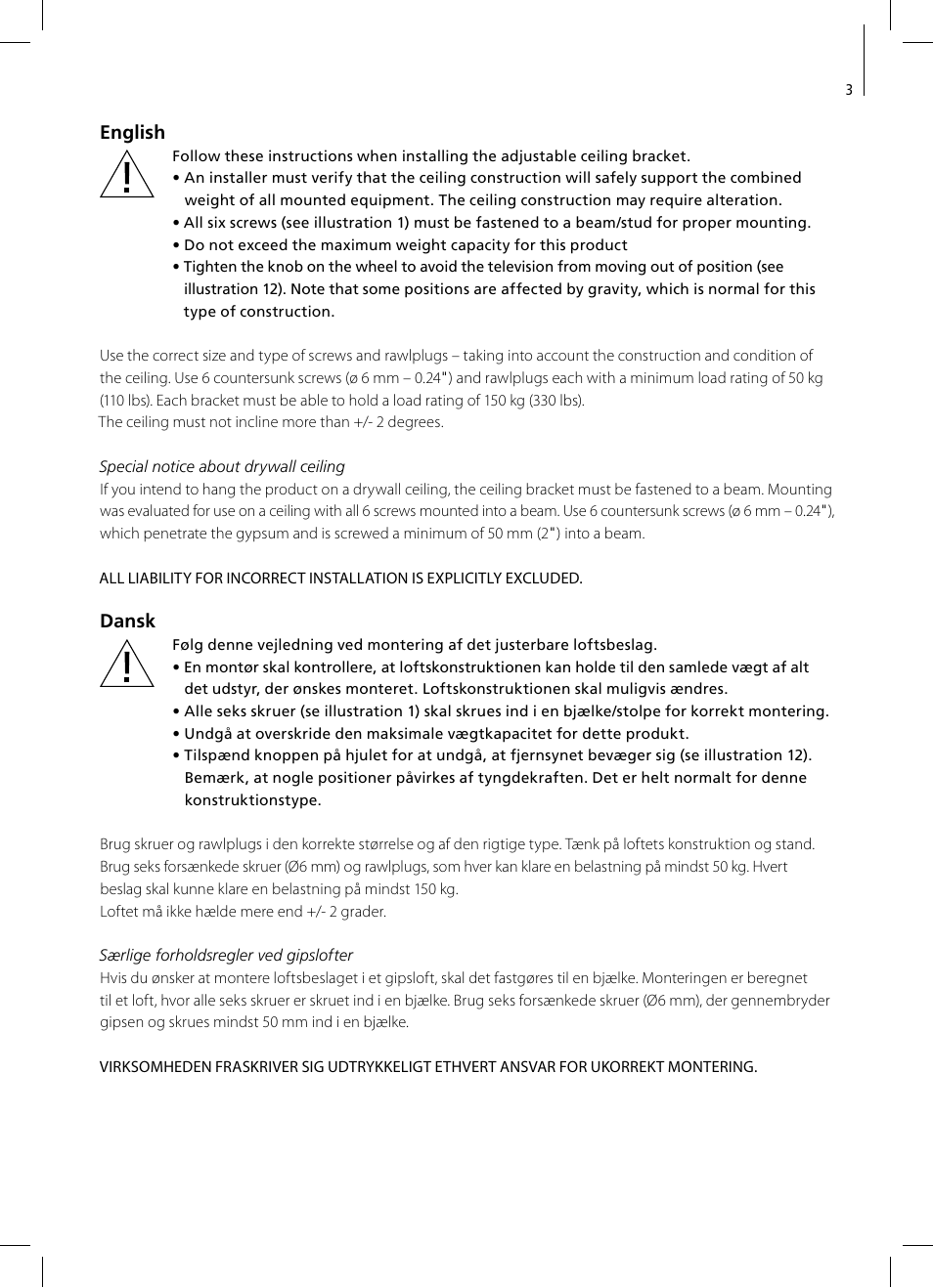 Bang & Olufsen BeoPlay V1 Stands & Brackets User Manual | Page 3 / 20