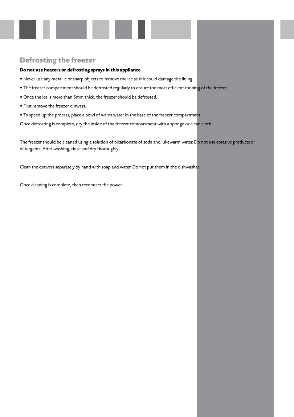 Defrosting the freezer | CDA FW282 User Manual | Page 6 / 16
