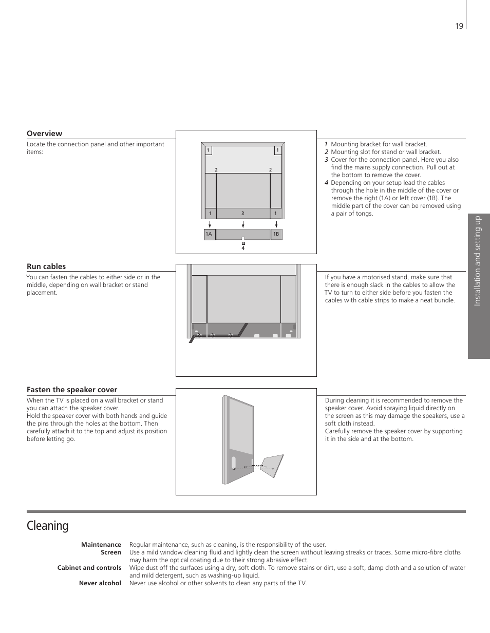 Cleaning | Bang & Olufsen BeoVision 10 Getting Started User Manual | Page 19 / 32