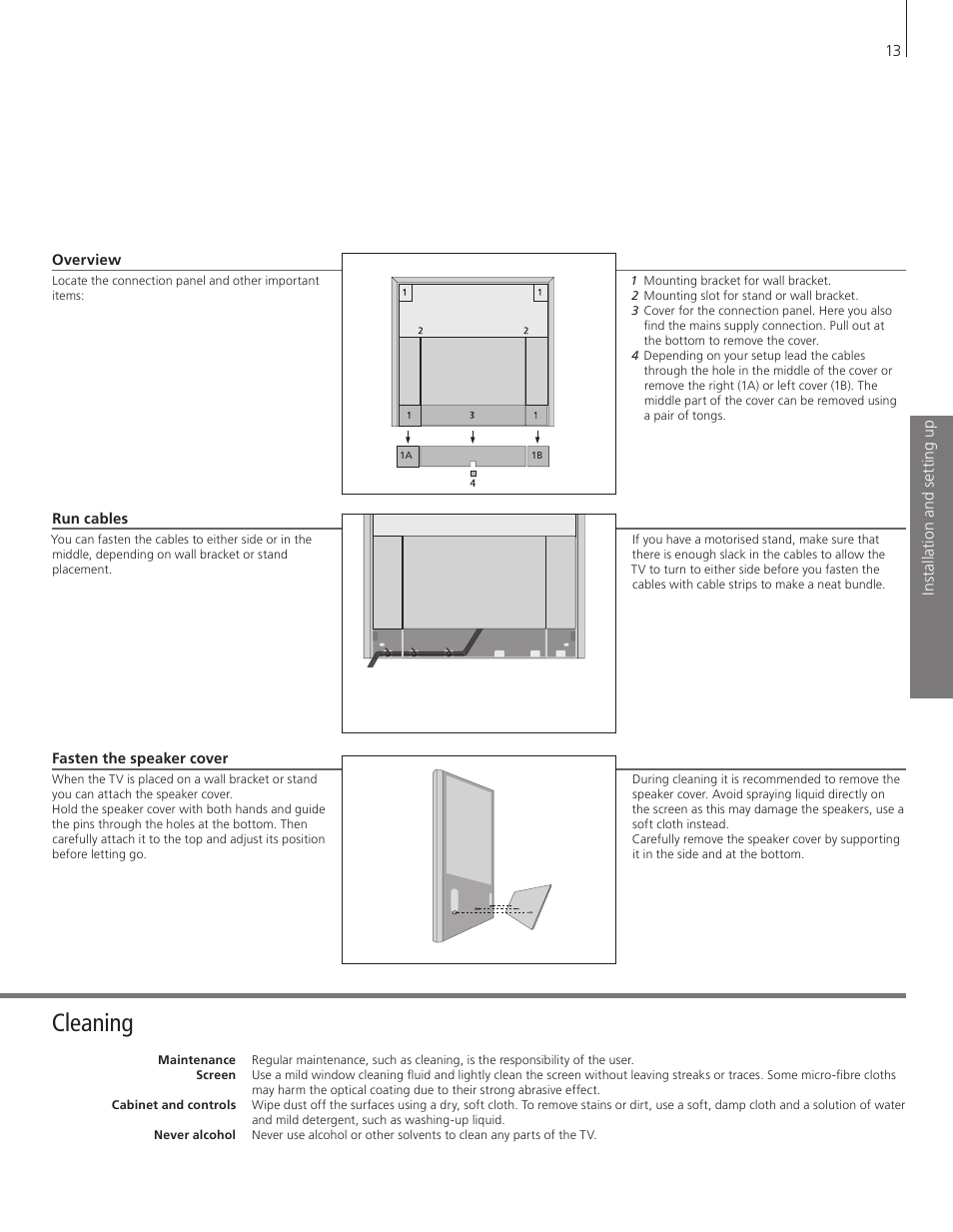 Cleaning | Bang & Olufsen BeoVision 10 Getting Started User Manual | Page 13 / 24