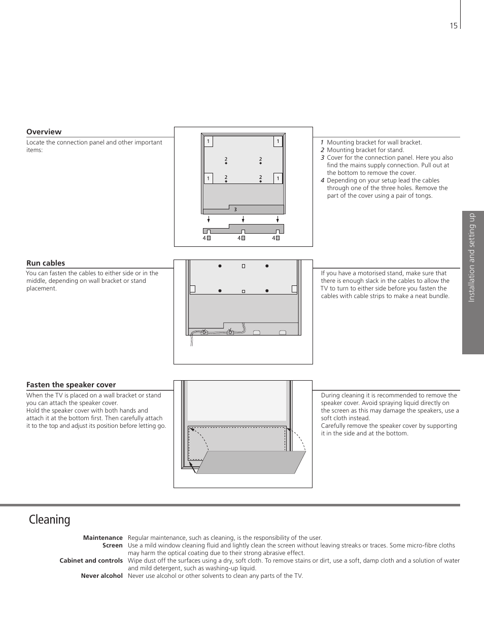 Cleaning | Bang & Olufsen BeoVision 10 Getting Started User Manual | Page 15 / 24