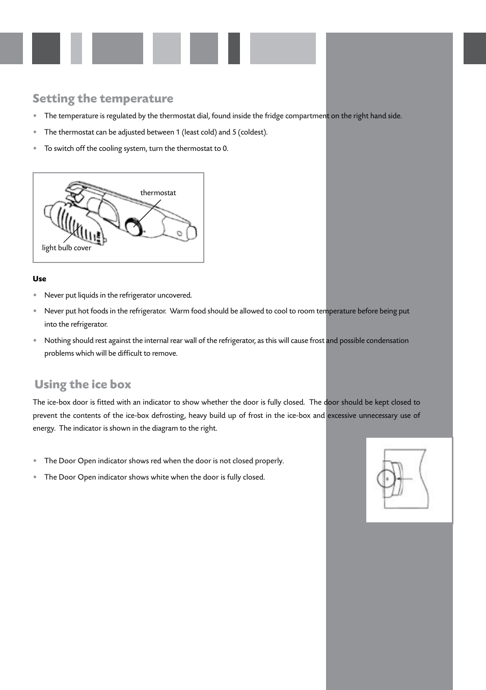 Setting the temperature, Using the ice box | CDA FF150 User Manual | Page 4 / 8