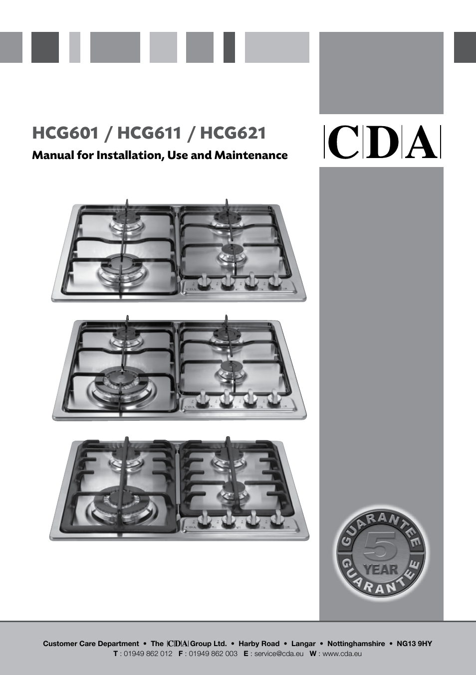 CDA HCG601 User Manual | 12 pages