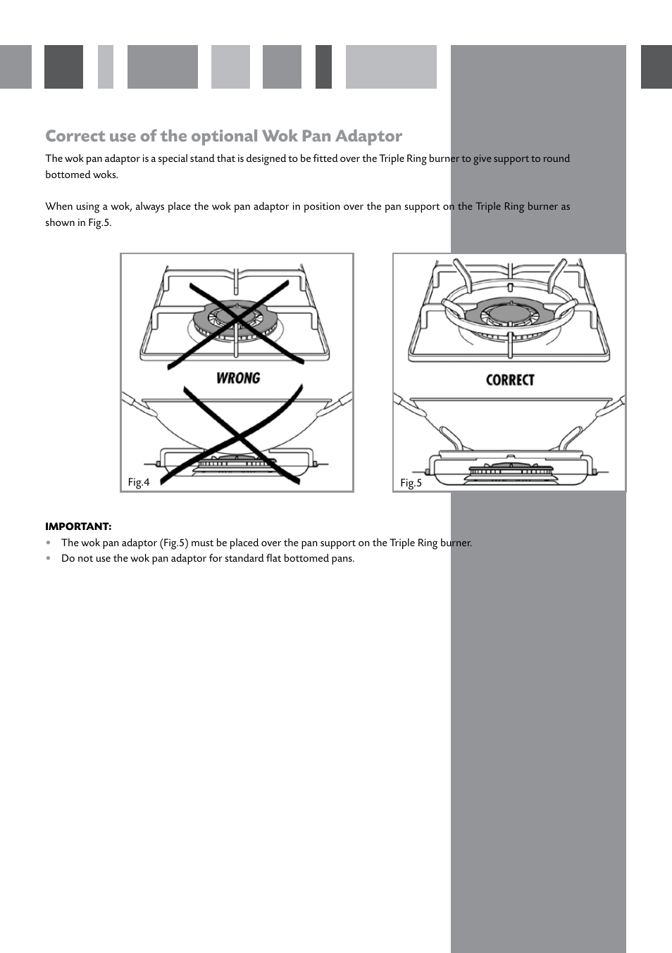 Correct use of the optional wok pan adaptor | CDA HCG601 User Manual | Page 5 / 12