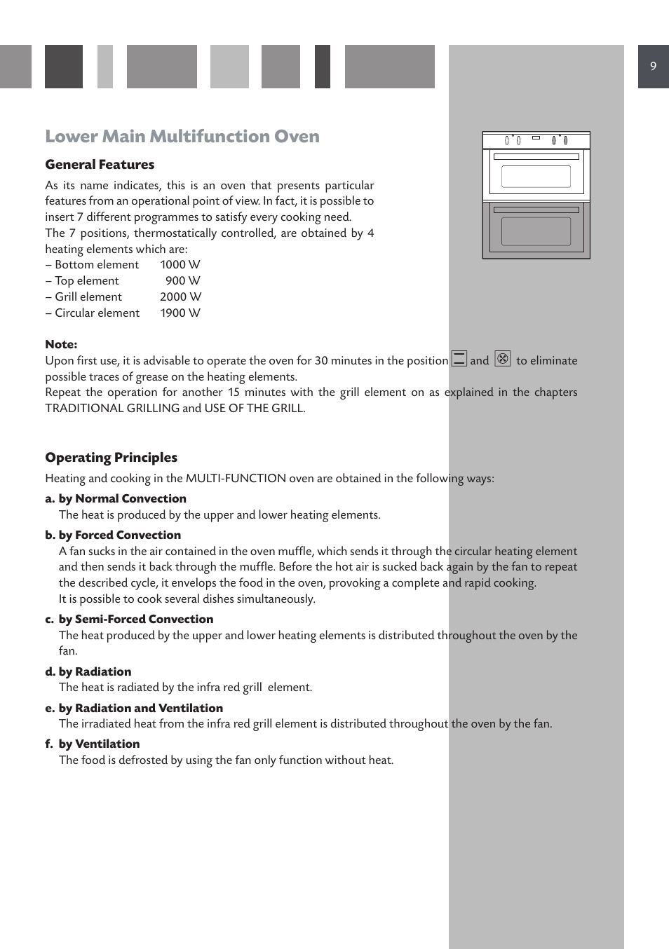 Lower main multifunction oven | CDA DV 710 User Manual | Page 9 / 36