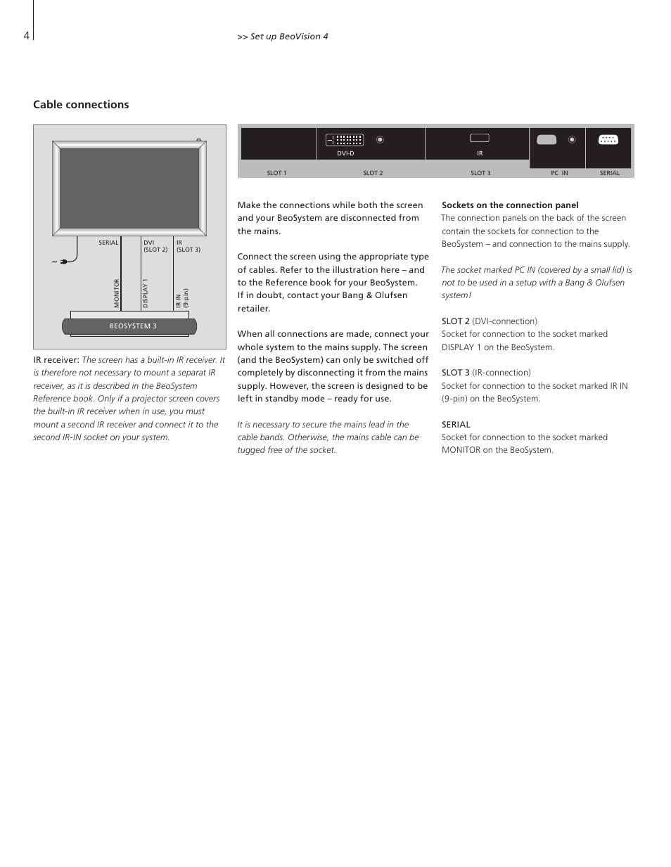 Cable connections | Bang & Olufsen BeoVision 4-50/65 User Manual | Page 4 / 8