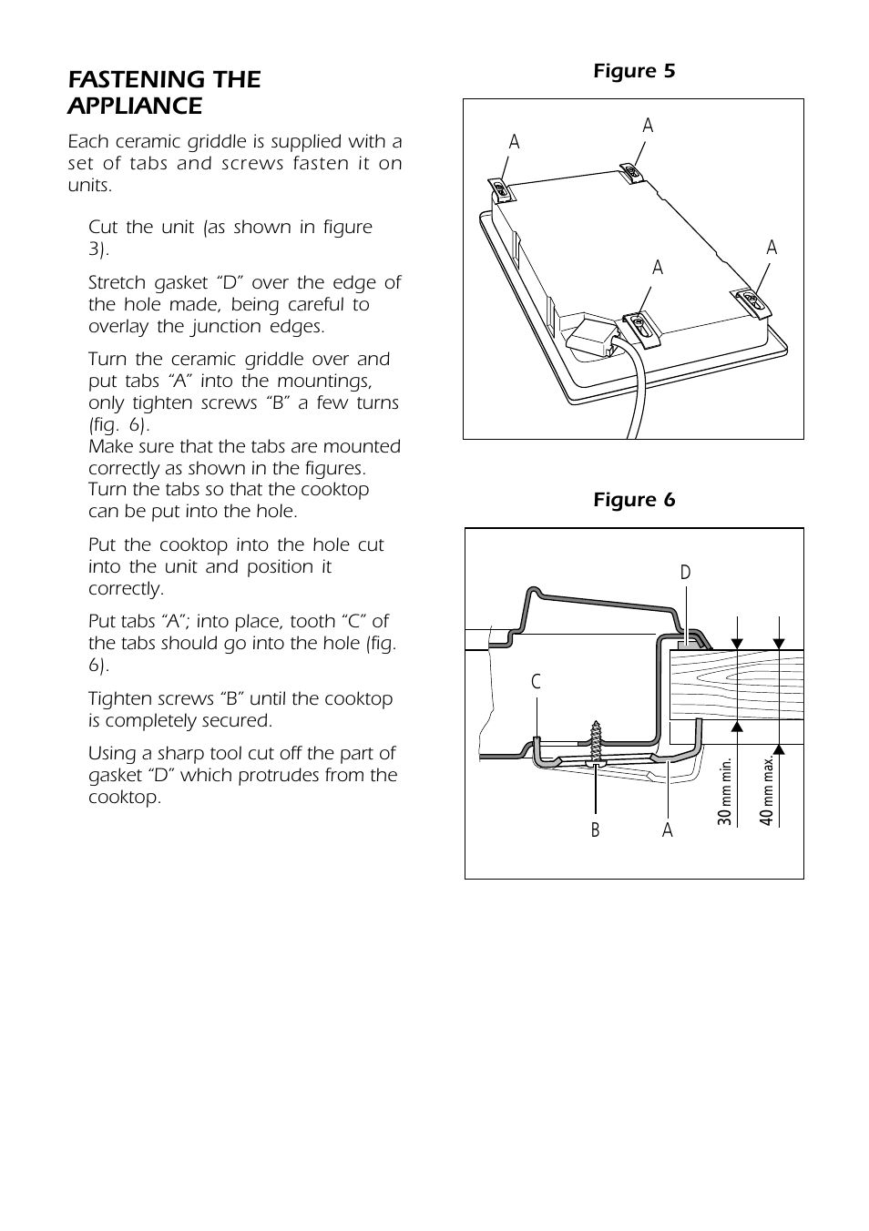 Fastening the appliance | CDA HCC310 User Manual | Page 9 / 12