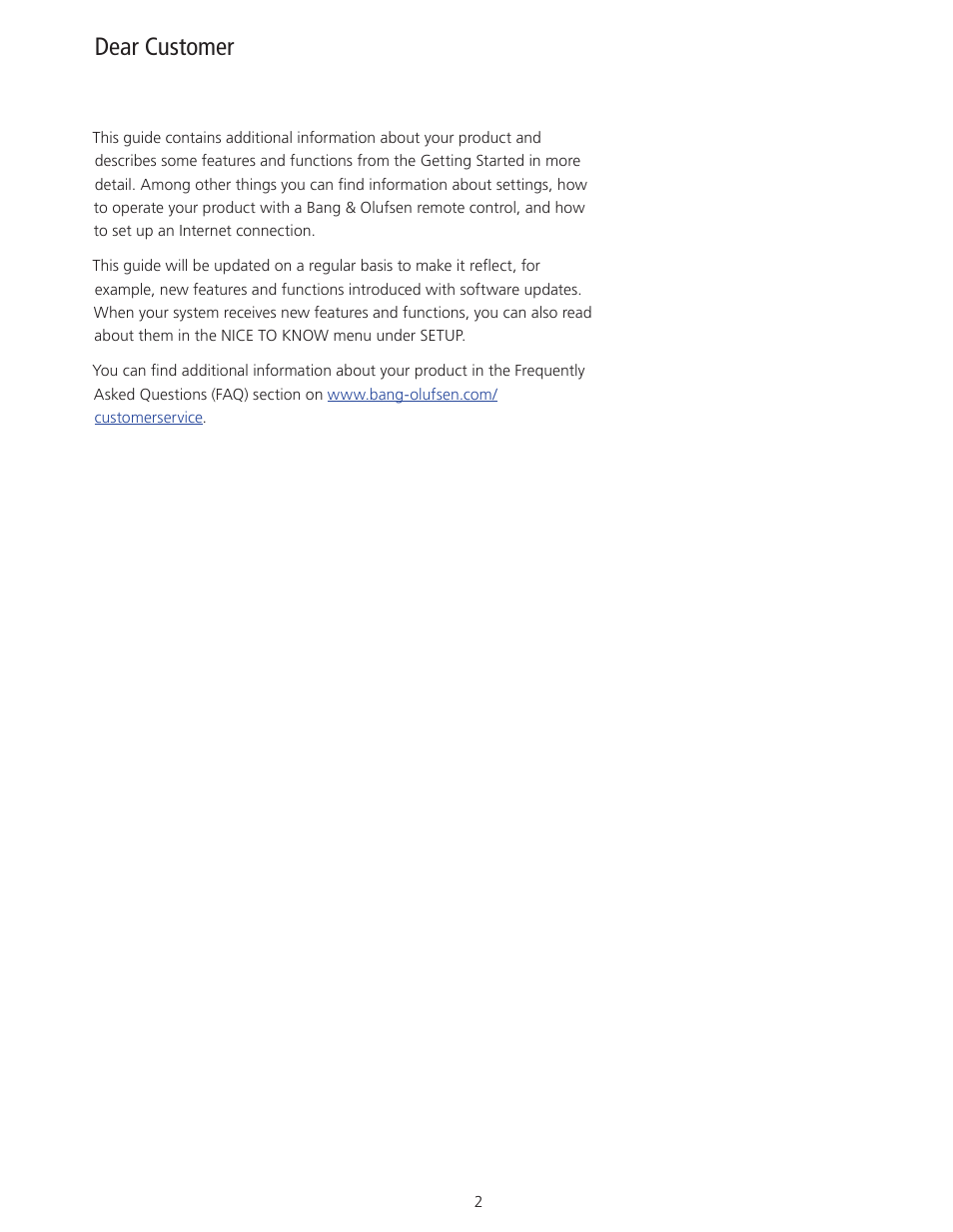 Dear customer | Bang & Olufsen BeoSystem 4 with Beo4 User Guide User Manual | Page 2 / 58