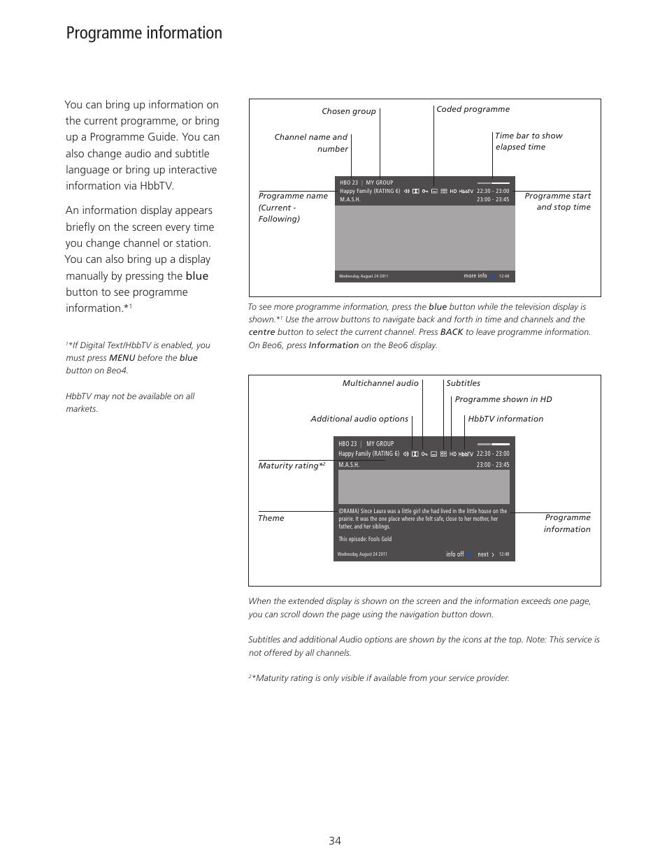 Programme information | Bang & Olufsen BeoSystem 4 with Beo4 User Guide User Manual | Page 34 / 58