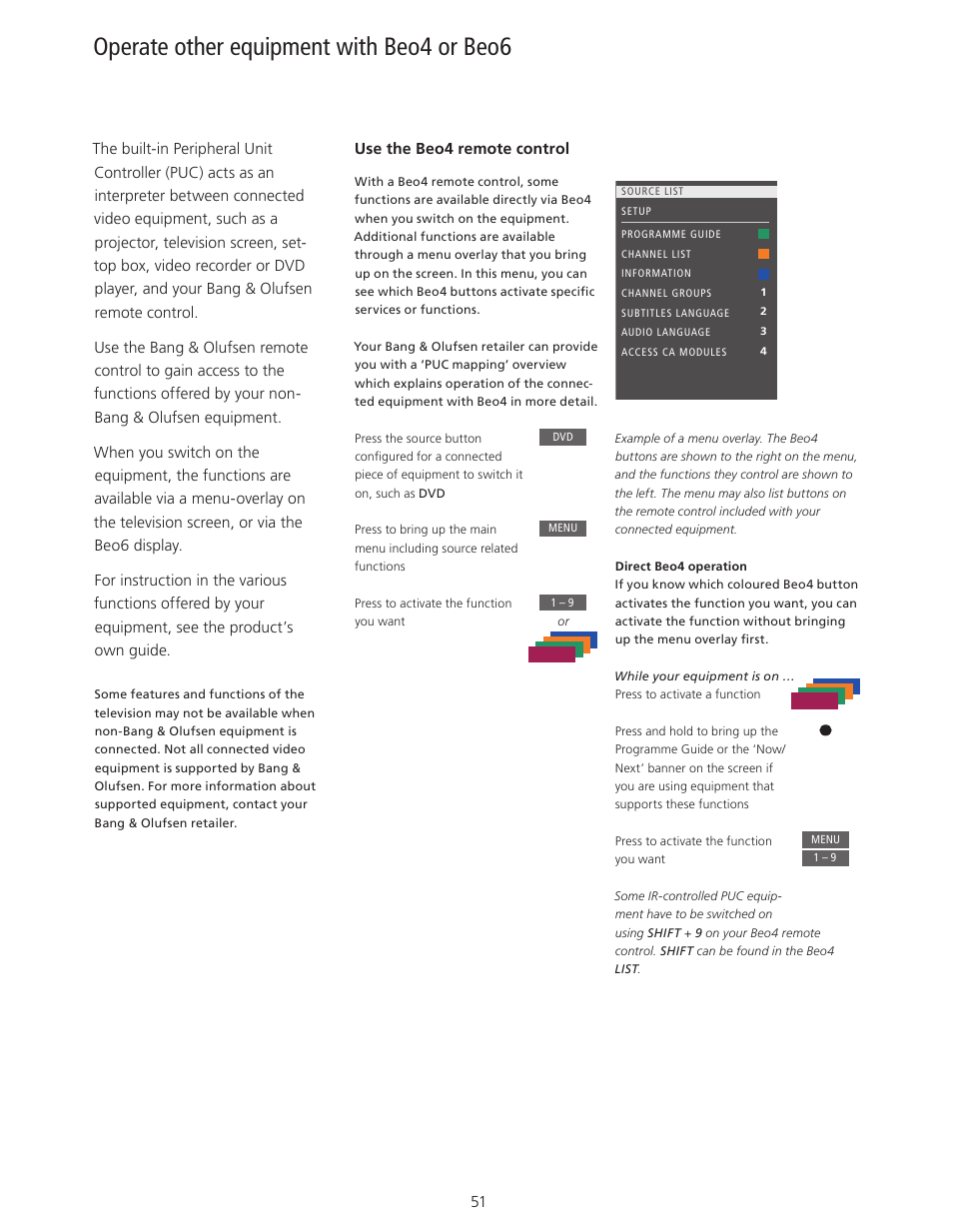 Operate other equipment with beo4 or beo6 | Bang & Olufsen BeoSystem 4 with Beo4 User Guide User Manual | Page 51 / 58