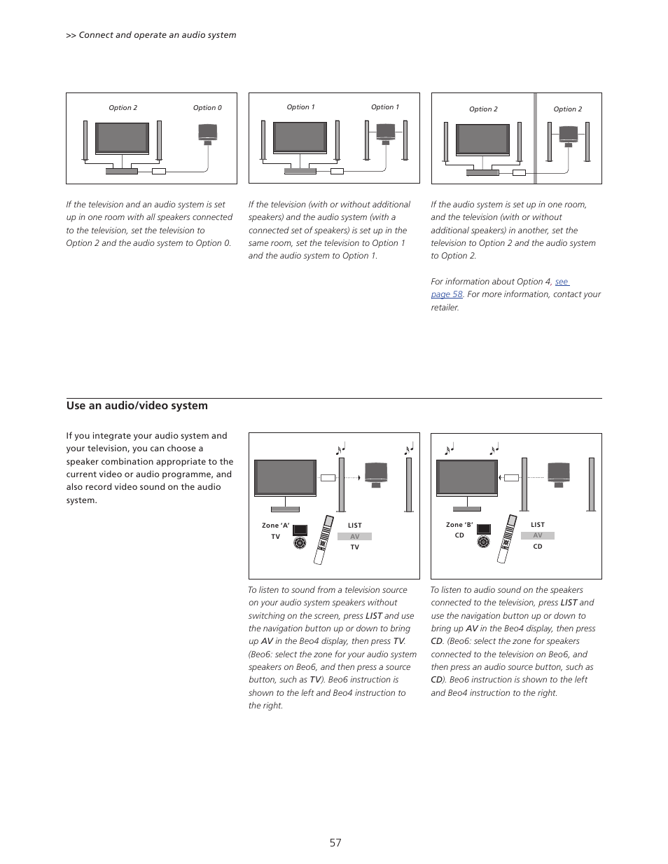 Use an audio/video system | Bang & Olufsen BeoSystem 4 with Beo4 User Guide User Manual | Page 57 / 58