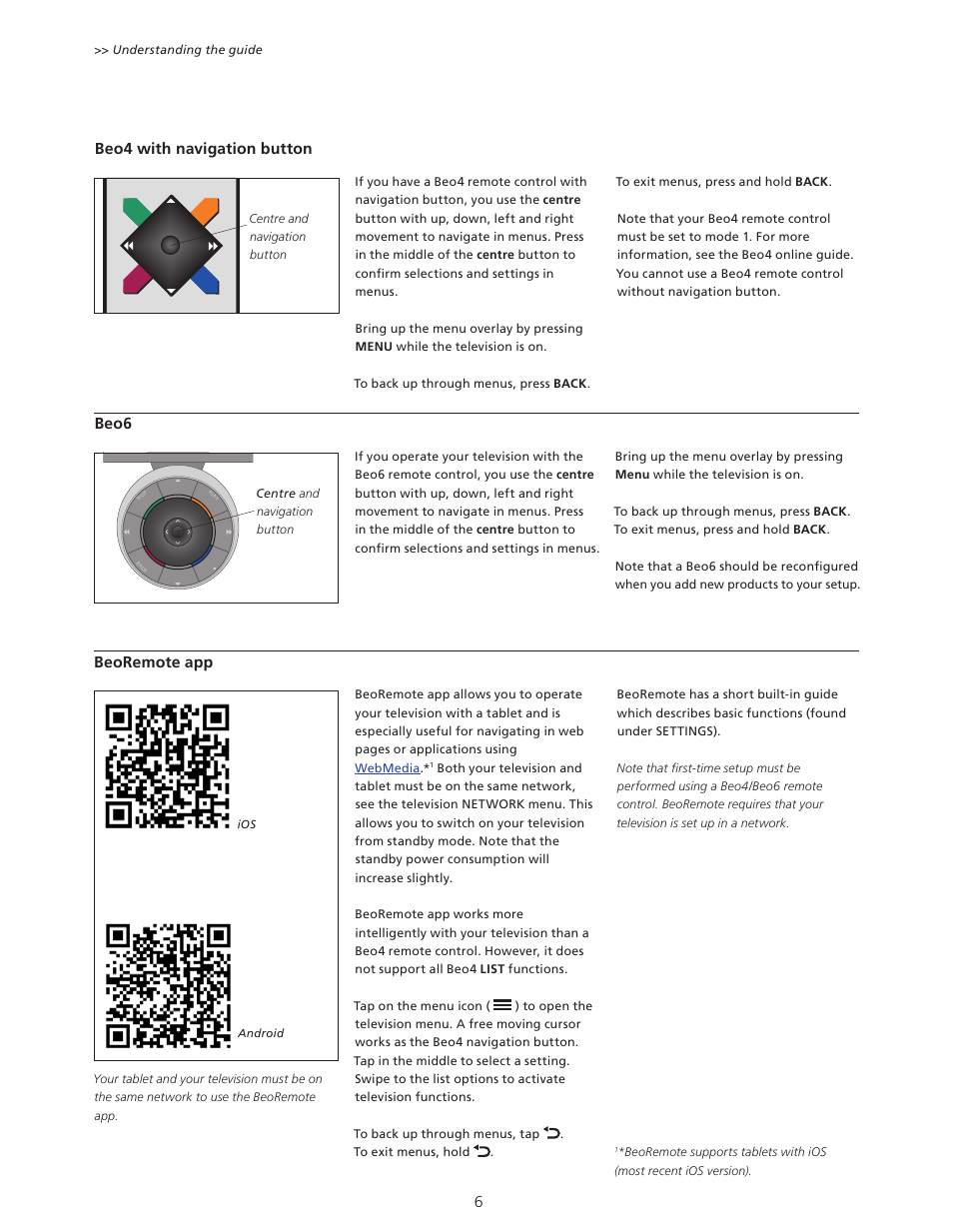 Beo4 with navigation button beo6, Beoremote app | Bang & Olufsen BeoSystem 4 with Beo4 User Guide User Manual | Page 6 / 58