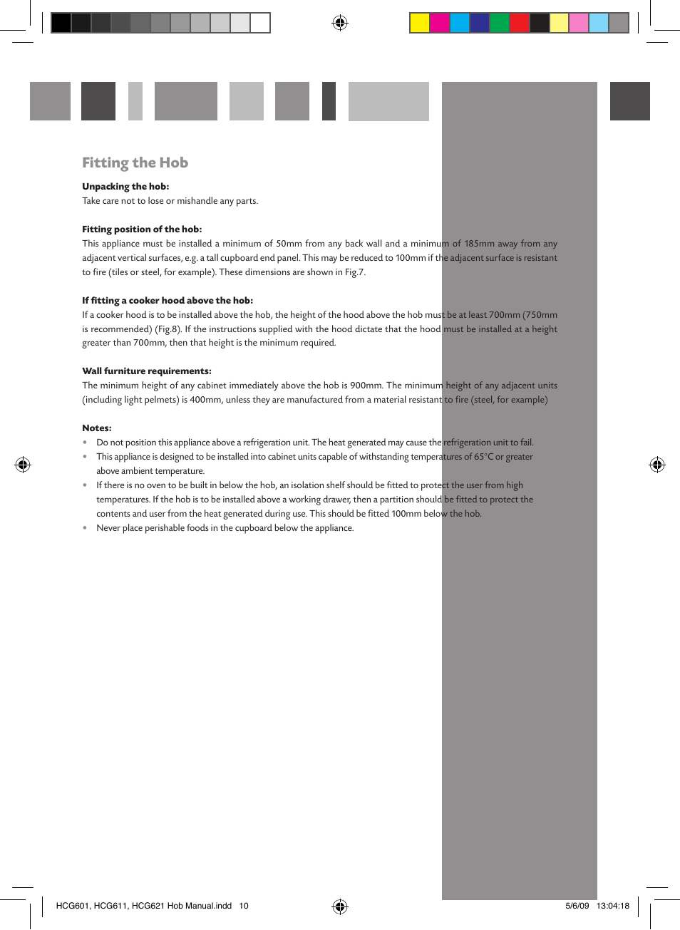 Fitting the hob | CDA HCG612 User Manual | Page 10 / 12