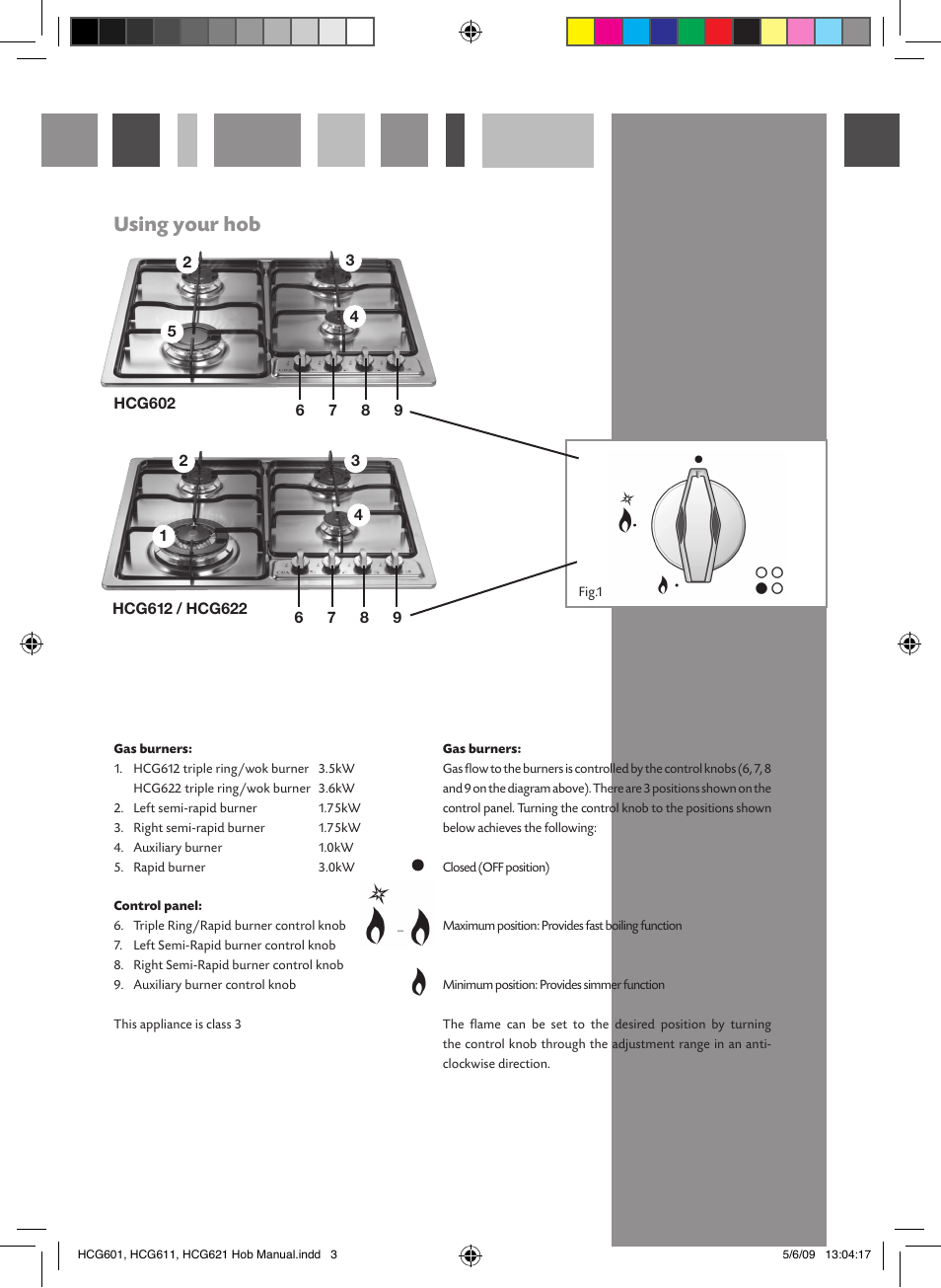 Using your hob | CDA HCG612 User Manual | Page 3 / 12