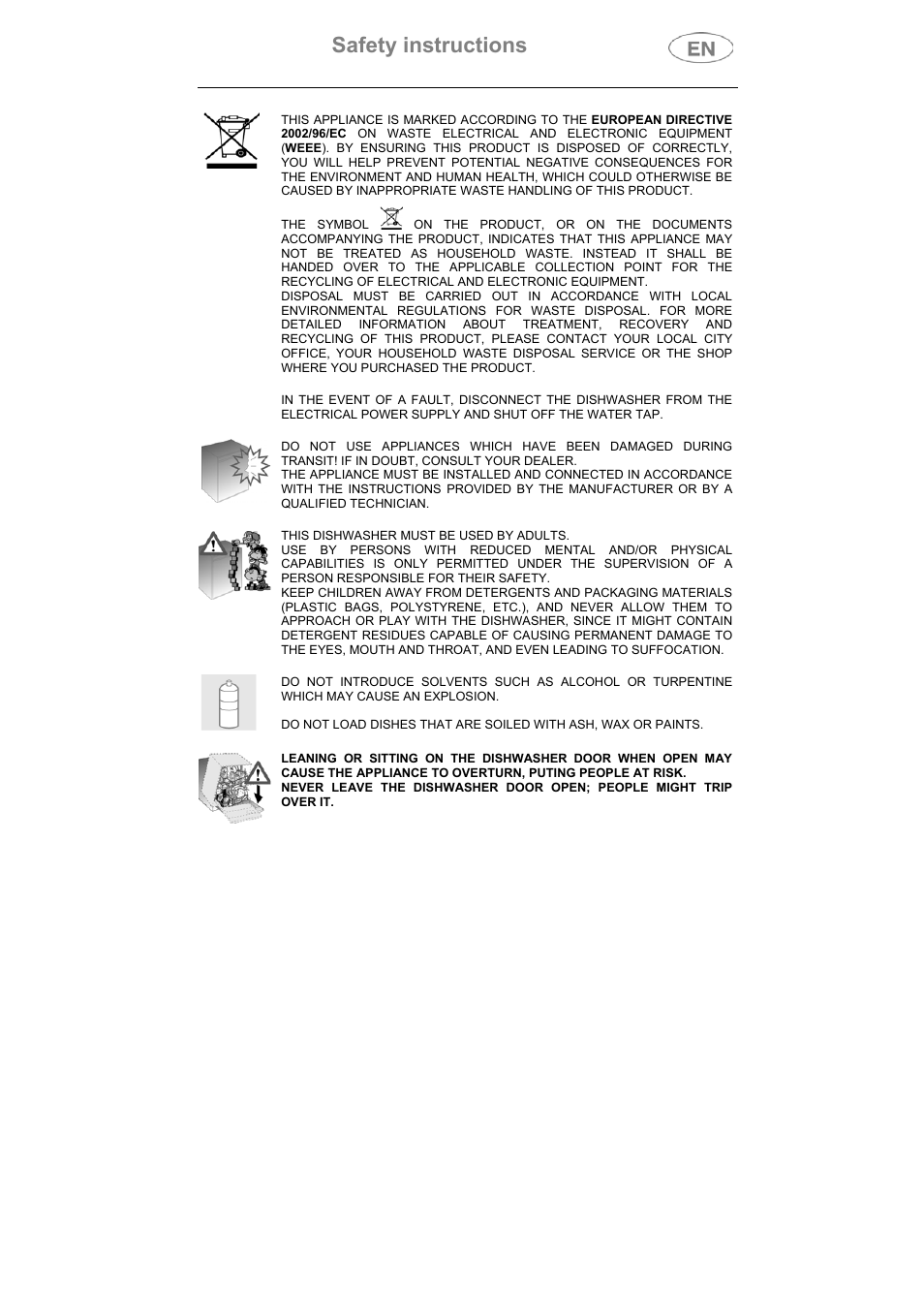 Safety instructions | CDA FULLY INTEGRATED VW80 User Manual | Page 5 / 37