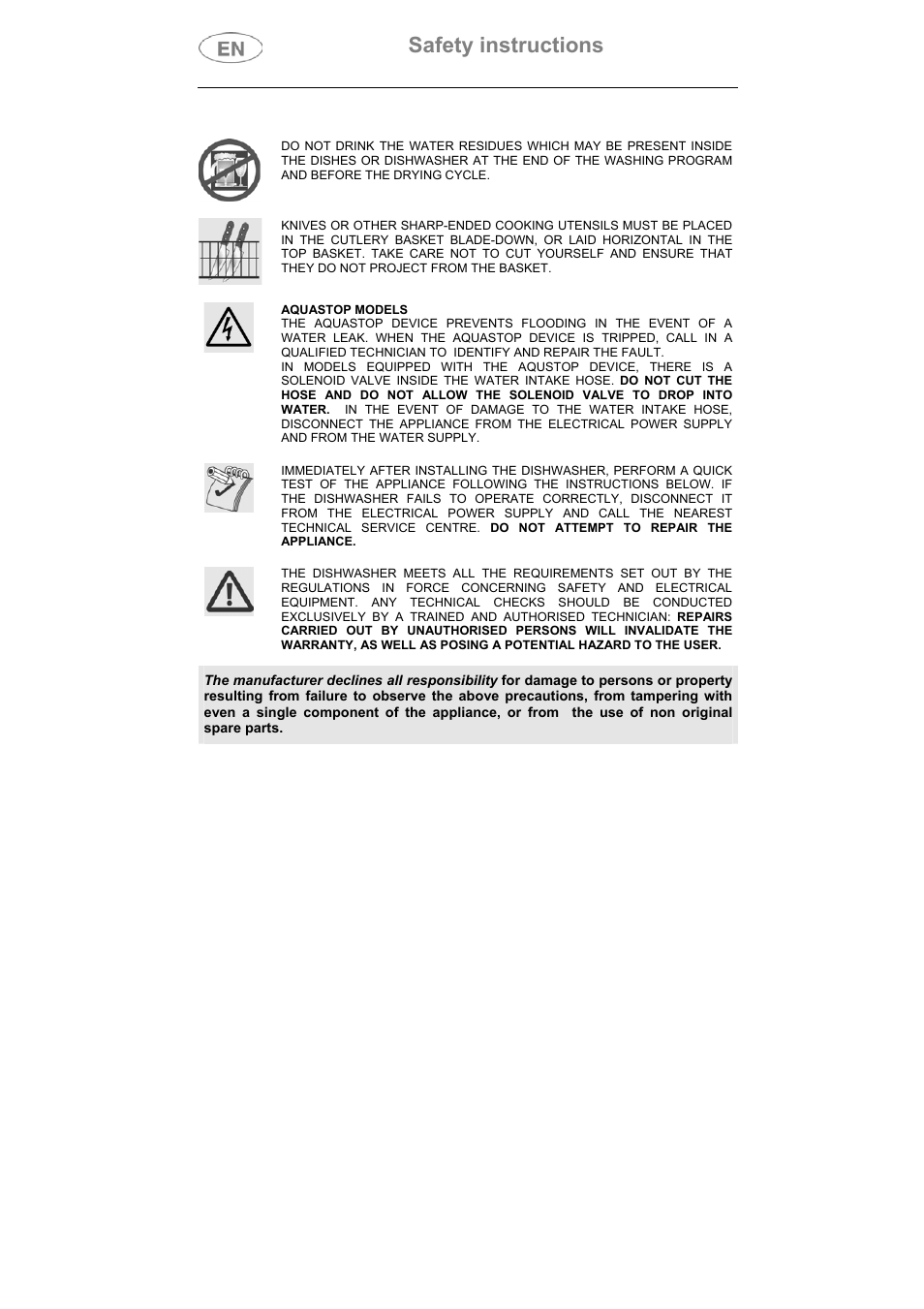 Safety instructions | CDA FULLY INTEGRATED VW80 User Manual | Page 6 / 37
