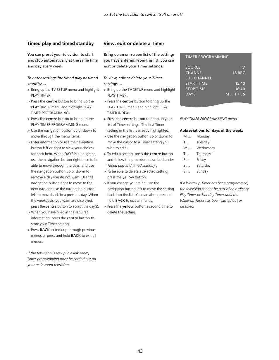 Play timer index play timer programming | Bang & Olufsen BeoVision 7-40/55 User Guide User Manual | Page 43 / 74