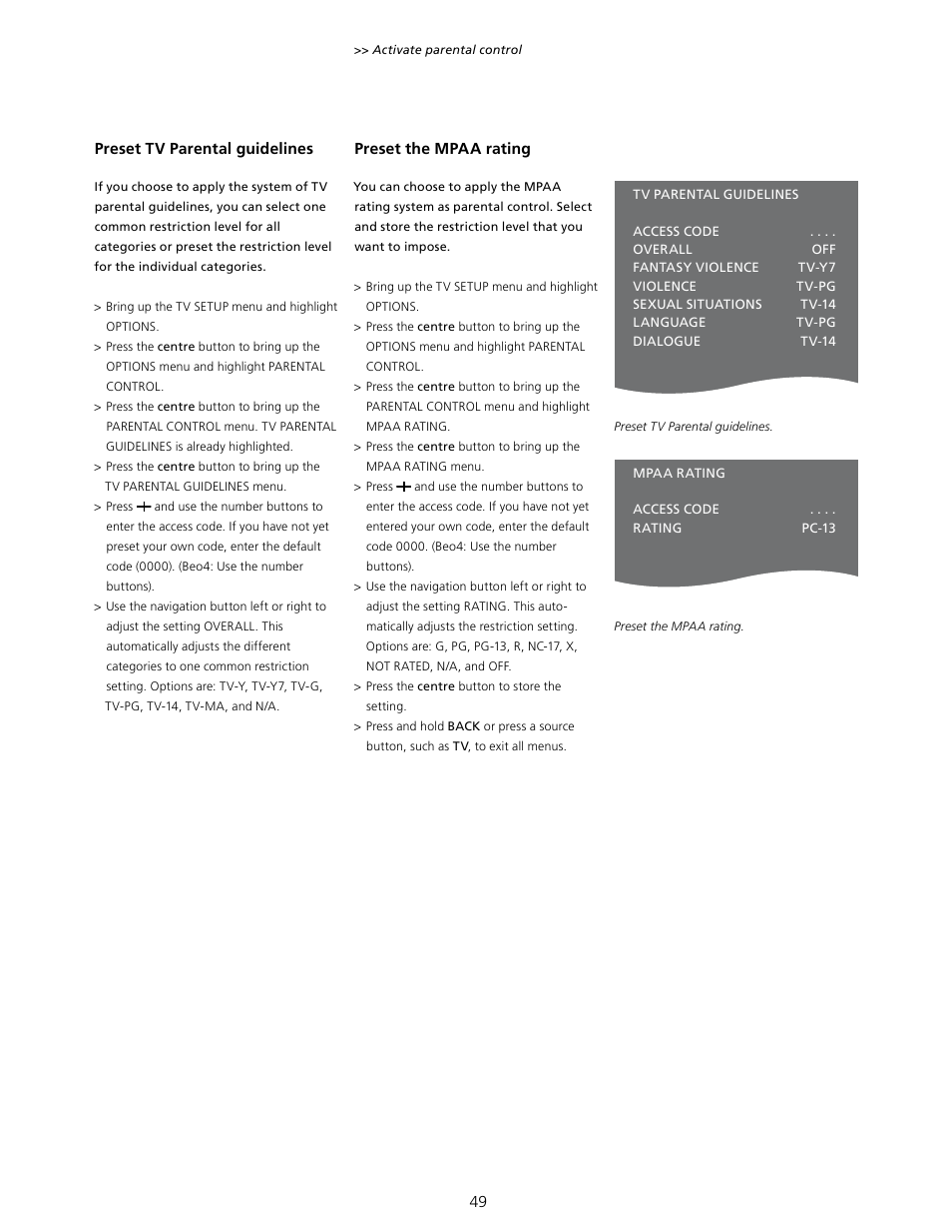 Bang & Olufsen BeoVision 7-40/55 User Guide User Manual | Page 49 / 74