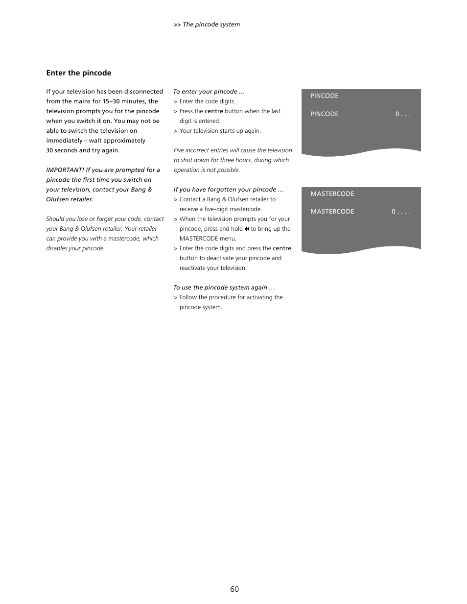 Bang & Olufsen BeoVision 7-40/55 User Guide User Manual | Page 60 / 74