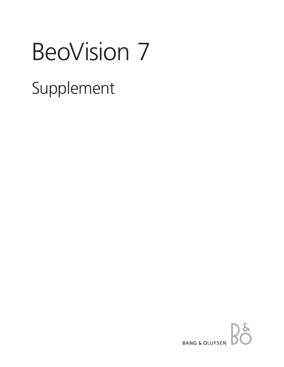 Bang & Olufsen BeoVision 7-32 Supplement User Manual | 8 pages