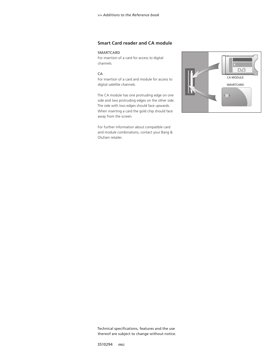 Smart card reader and ca module | Bang & Olufsen BeoVision 7-32 Supplement User Manual | Page 8 / 8