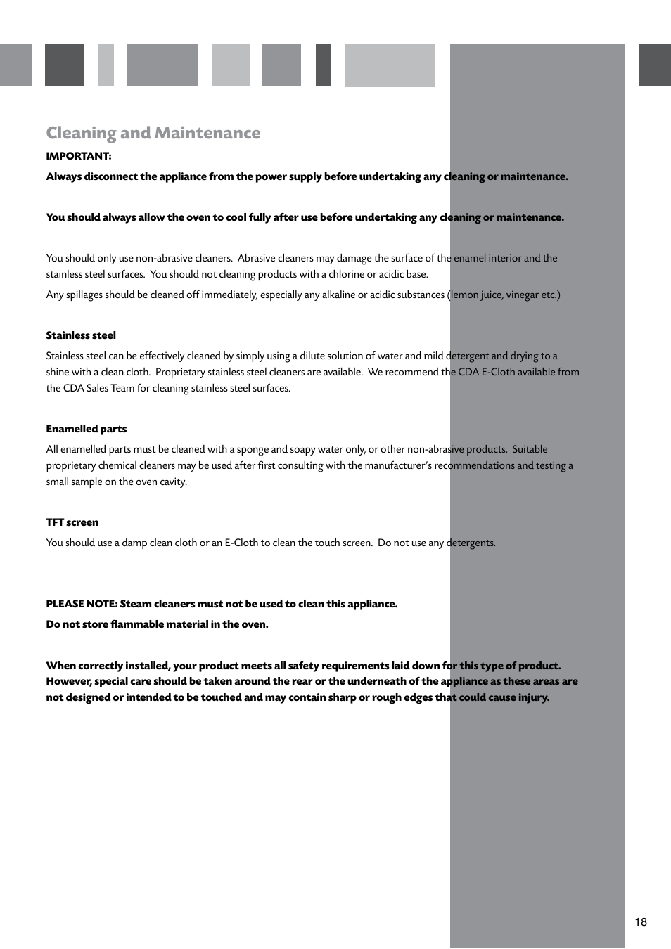 Cleaning and maintenance | CDA SV310SS User Manual | Page 19 / 24