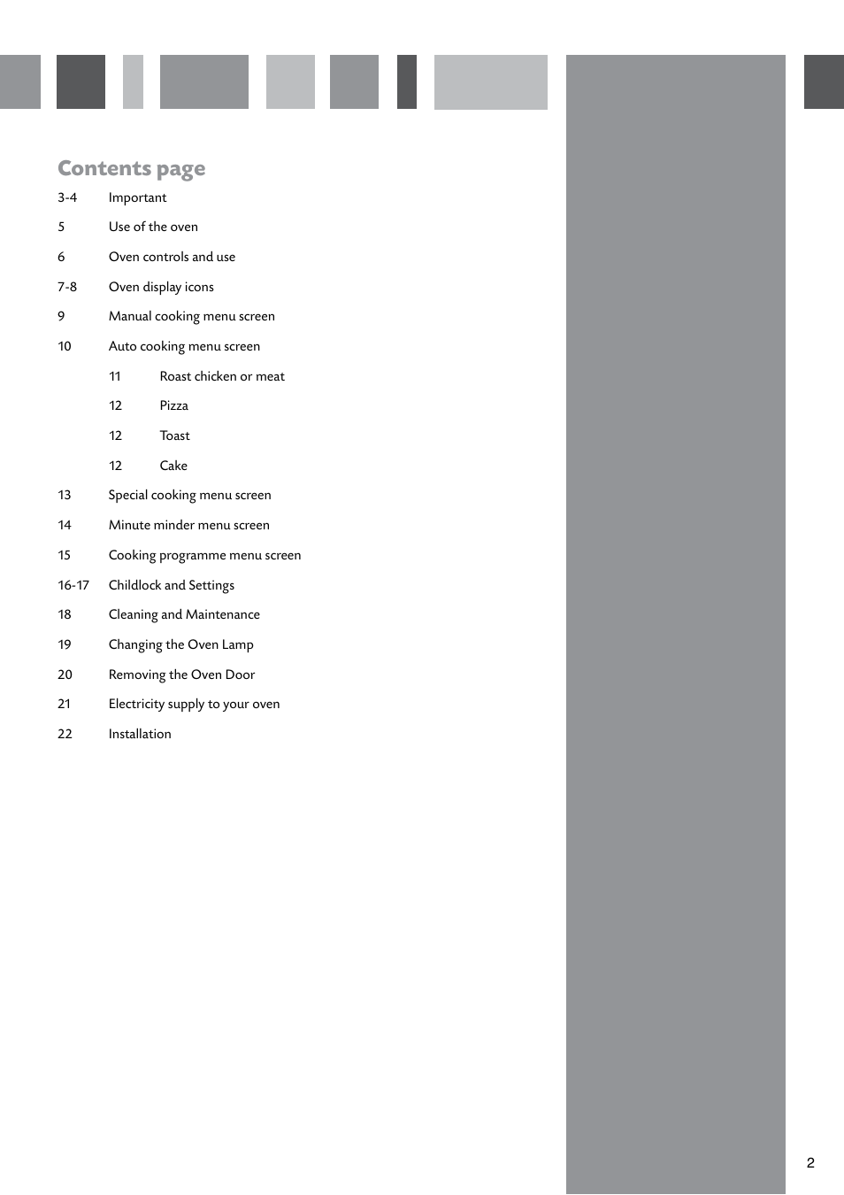 Contents page | CDA SV310SS User Manual | Page 3 / 24