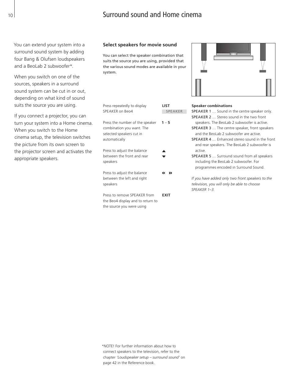 Surround sound and home cinema, Select speakers for movie sound | Bang & Olufsen BeoVision 7-32 User Guide User Manual | Page 10 / 28