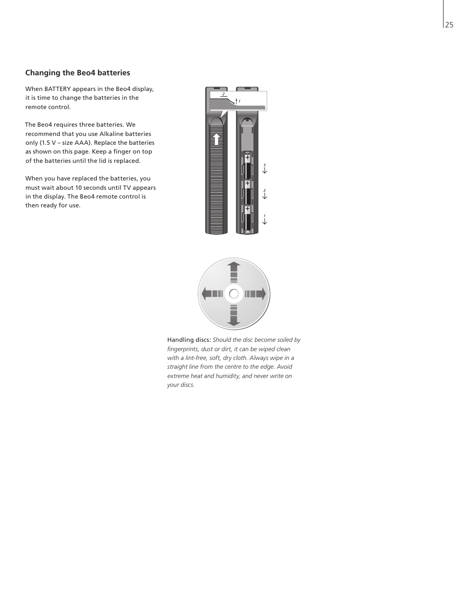 Changing the beo4 batteries | Bang & Olufsen BeoVision 7-32 User Guide User Manual | Page 25 / 28