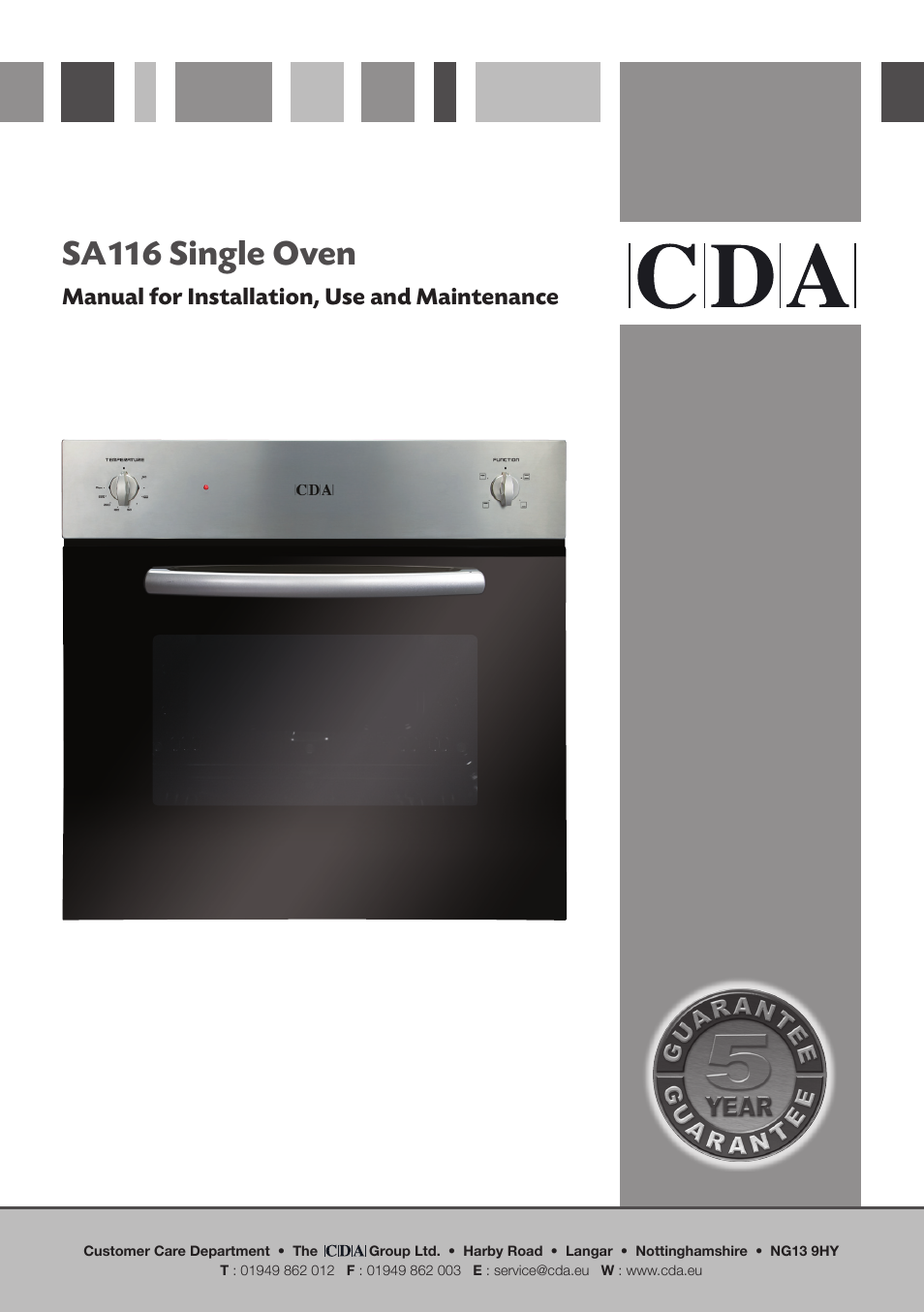 CDA SA116 User Manual | 12 pages