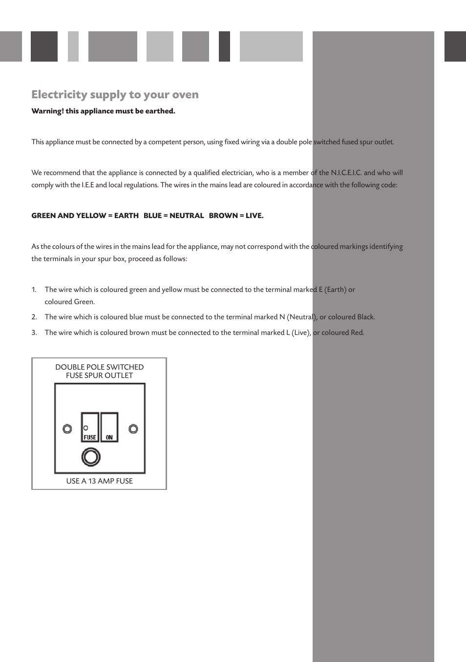 Electricity supply to your oven | CDA SA116 User Manual | Page 10 / 12