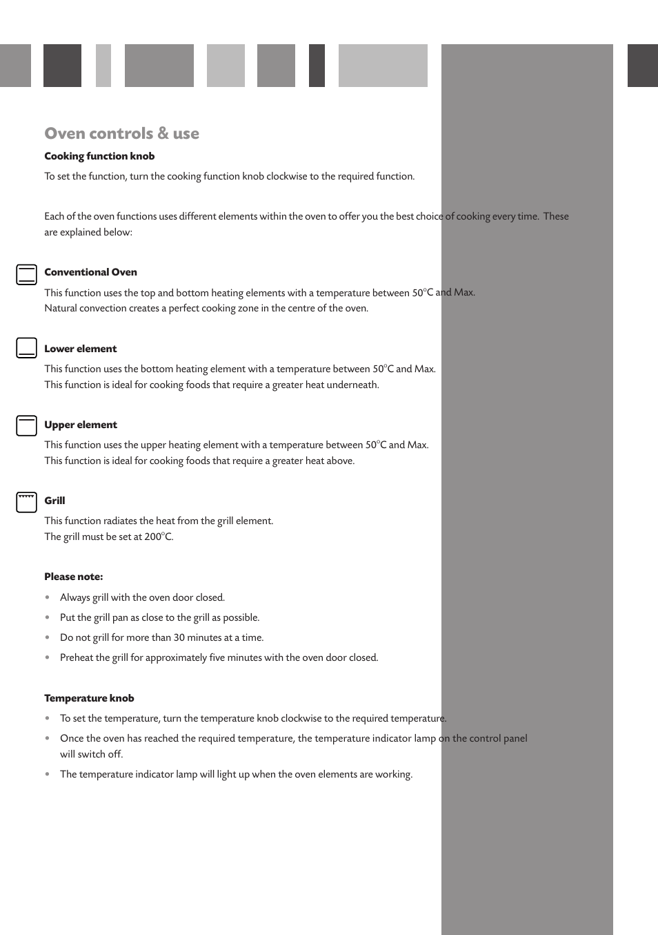 Oven controls & use | CDA SA116 User Manual | Page 5 / 12