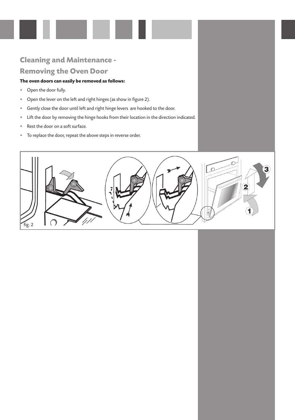 Cleaning and maintenance - removing the oven door | CDA SA116 User Manual | Page 7 / 12