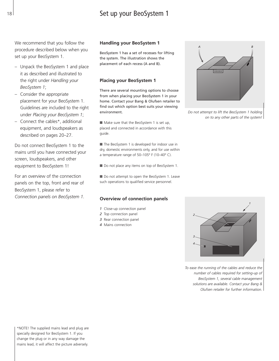 Set up your beosystem 1 | Bang & Olufsen BeoSystem 1 User Manual | Page 18 / 52