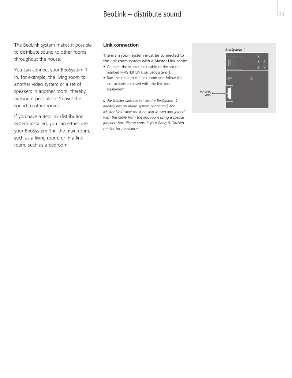 Beolink – distribute sound | Bang & Olufsen BeoSystem 1 User Manual | Page 31 / 52